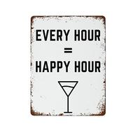 NAMEY Letrero de metal vintage con texto en inglés "Every Hour is Happy Hour" para decoración de pared, decoración de pared divertida para el hogar, bar, pub, cafetería, sala de granja, póster de