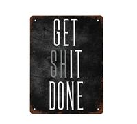 NAMEY Letrero de metal vintage con texto en inglés "Get It Done" con impresión motivacional, decoración de habitación, decoración de pared vintage, arte retro, decoración divertida para bar, cafetería
