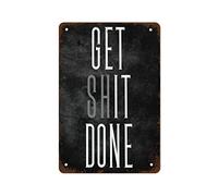 NAMEY Letrero de metal vintage con texto en inglés "Get It Done" con impresión motivacional, decoración de habitación, decoración de pared vintage, arte retro, decoración divertida para bar, cafetería