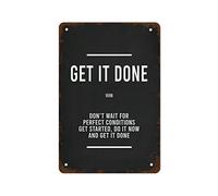 NAMEY Letrero de metal vintage con texto en inglés "Get It Done" para oficina, arte motivacional, decoración de pared retro para el hogar, cafeterías, oficinas, tiendas, pubs, clubes, regalo, 140 x