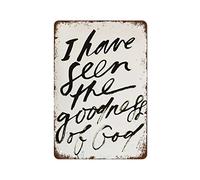 NAMEY Letrero de metal vintage con texto en inglés "I Have Seen The Goodness of God" para decoración de pared, arte retro, decoración divertida para el hogar, bar, granja, póster de metal, 140 x 200