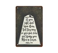 NAMEY Letrero de metal vintage con texto en inglés "Let Your Light Shine Before Otros", póster de metal vintage para el hogar, oficina, habitación, cafetería, bar, cerveza, pub, aula, arte de pared