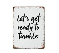 NAMEY Letrero de metal vintage con texto en inglés "Let's Get Ready to Tumble Home" para decoración de pared vintage, arte retro, decoración divertida para el hogar, bar, pub, cafetería, sala de