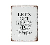 NAMEY Letrero de metal vintage con texto en inglés "Let's Get Ready to Tumble Laundry Room" para decoración de pared vintage para el hogar, bar, pub, cafetería, sala de granja, póster de metal de 12 x