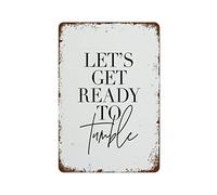 NAMEY Letrero de metal vintage con texto en inglés "Let's Get Ready to Tumble Laundry Room" para decoración de pared vintage para el hogar, bar, pub, cafetería, sala de granja, póster de metal de 8 x