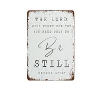 NAMEY Letrero de metal vintage con texto en inglés "The Lord Will Fight for You,You Need Only to Be Still Bíblico", arte de pared, regalo cristiano, decoración de pared retro para granja, oficina