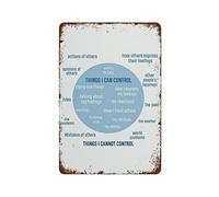 NAMEY Letrero de metal vintage con texto en inglés "Things I Can Control and Things I Cannot Control", arte de pared de salud mental, decoración de pared vintage, decoraciones divertidas para el hogar