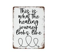 NAMEY Letrero de metal vintage con texto "Healing Isn't Linear", decoración de oficina nutricionista, Food is Medicine, Holistic Wellness Vintage Wall Decor for Home Bar Farm Room Metal Poster 12 x 16
