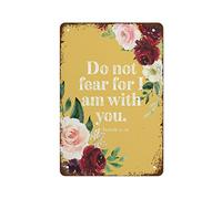 NAMEY Letrero de metal vintage con versículo de la Biblia, arte de pared, con texto en inglés "Do Not Fear for I Am with You", impresión bíblica, decoración de pared vintage, letrero de estaño