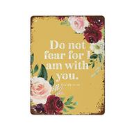 NAMEY Letrero de metal vintage con versículo de la Biblia, arte de pared, con texto en inglés "Do Not Fear for I Am with You", impresión bíblica, decoración de pared vintage, letrero de estaño