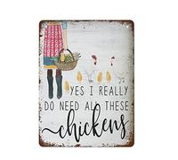NAMEY Letrero rústico con texto en inglés "Yes I Really Do Need All These Chickens", letrero de metal de estaño, decoración de pared vintage, decoración divertida para el hogar, bar, granja, póster de