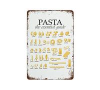 NAMEY Lienzo decorativo para pared, diseño de pasta, letrero creativo de estaño, divertido letrero de metal, decoración de pared vintage para puerta del hogar, jardín, bar, restaurante, cafetería