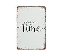 NAMEY Póster con texto en inglés "One Day at A Time, One Day at A Time, Just Take It One Day at A Time, impresión de amor propio, letrero de metal retro de aluminio para decoración de pared de café en