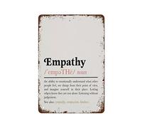 NAMEY Póster de empatía con texto en inglés "Empathy Definition", arte de pared de oficina de terapeuta, letrero de metal retro, letrero de metal vintage, decoración de pared divertida para el hogar