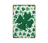 NAMEY Póster de la suerte del día de San Patricio con diseño de trébol de cuatro hojas, decoración retro de metal de estaño, letrero de aluminio para el hogar, café, decoración de pared, 140 x 200 mm