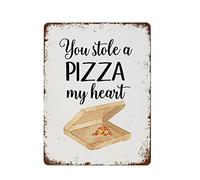 NAMEY Póster de metal con texto en inglés "You Stole A Pizza My Heart Pizza" - Letrero de metal vintage para decoración de pared para el hogar, bar, pub, cafetería, granja, habitación, póster de metal