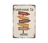 NAMEY Póster educativo «Everyone is Welcome Here», «Safe Space», decoración bohemia para el aula, decoración de oficina de consejero, letrero vintage de estaño para oficina de terapeutas, cartel de