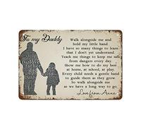 NAMEY Póster personalizado de regalo de cumpleaños para papá, camina junto a mí, papá, regalo de cumpleaños, letrero de estaño vintage, letrero de metal, decoración de pared retro para el hogar
