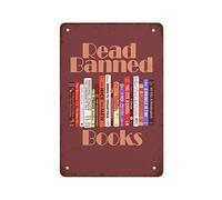 NAMEY Read Banned Books - Letrero de metal retro para pared, diseño de libro, letrero de aluminio vintage para decoración de pared del hogar, café, 30,5 x 20,3 cm