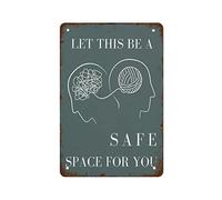 NAMEY Safe Space - Póster de pared con diseño bohemio de terapia, arte moderno, arte abstracto de asesoramiento psicológico, póster de terapeuta para oficina, letrero de estaño, letrero decorativo
