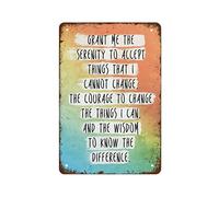 NAMEY Serenity Prayer Secular Grant Me The Serenity Póster inspirador, decoración de acuarela, decoración inspiradora de oficina, letrero de estaño, decoración de pared vintage para cafetería, bar