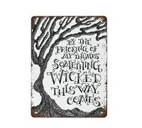NAMEY Something Wicked This Way Comes Impresión, decoración espeluznante de Halloween, arte de pared de otoño, divertido letrero de metal vintage para dormitorio, sala de estar, cocina, patio, jardín