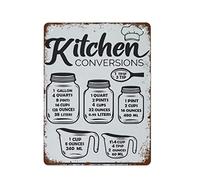 NAMEY Tabla de conversión de cocina, decoración de pared de cocina, letrero creativo de estaño, divertido letrero de metal novedoso, decoración de pared vintage para puerta del hogar, jardín, bar