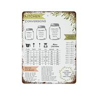 NAMEY Tabla de conversión de cocina, tabla de cocina, medidas de horneado, libro de recetas, conversiones de recetas, decoración de cocina, letrero de metal retro, letrero de aluminio vintage para