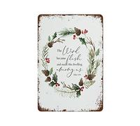 NAMEY The Word Became Flesh John, arte de pared de Navidad, póster de Navidad, decoración de Navidad, versículo bíblico de Navidad, divertido letrero de metal vintage para café en casa, 12 x 8