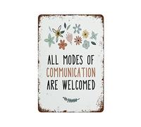 NAMEY Todos los modos de comunicación son bienvenidos, decoración de pared de terapia del habla, sala de habla, póster de terapia del habla, arte de pared, articulaciones del habla, letrero de estaño
