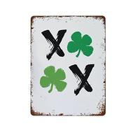 NAMEY XOXO - Arte de pared para el día de San Patricio, diseño de trébol de cuatro hojas, arte irlandés, arte retro de metal, letrero de aluminio vintage para decoración de pared del hogar, café, 12 x
