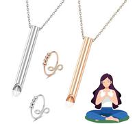 NAMIC 4 Piezas Collar de Alivio de La Ansiedad, Anillos Ansiedad, Ajustable, Silbato, Colgante, Acero Inoxidable, Collar de Ansiedad para Ejercicios de Respiración, Meditación, Mujeres Hombres