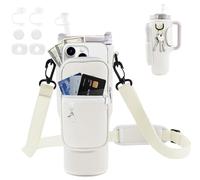 NAMIS Stanley Cup - Bolsa para accesorios Stanley Cup de 40 oz con correa ajustable para el hombro y 6 fundas Stanley, soporte para botellas con bolsa, juego de accesorios Stanley Cup (blanco),