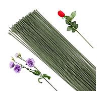 Namner Alambre de flores, 50 unidades, alambre verde, tallo de flores, calibre 18, alambre de tallo de flores, 30 cm de largo, flores artificiales, ramos de flores