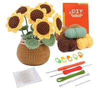 Namner Juego de ganchillo para principiantes, ganchillo para principiantes, kit de ganchillo para principiantes, girasol, con agujas de ganchillo, relleno de fibra de poliéster, alambre de tallo,