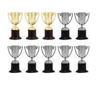 NAMOARLY 10 Piezas Mini Trofeos de Plástico, Dorado y Plata | Competencias Deportivas, Guarderías y Escuelas, Trofeo Infantil de Premio