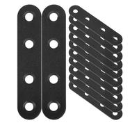 NAMOARLY 12 Soportes Rectos Planos de Acero Inoxidable Negro 76x16 Mm para Fijación de Estantes y Muebles, Conectores Resistentes para Reparación y Soporte de Baldas, 12 Unidades