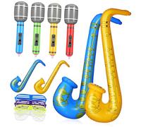 NAMOARLY 12piezas Accesorios Interactivos Micrófono Inflable Instrumentos Inflables Gafas De Fiesta Decoración De Baile