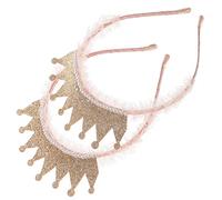 NAMOARLY 2 Piezas De Cumpleaños Tiara Diadema Con Clips Vestido De Perlas Diademas Tiara Para Mujer Coronas De Cumpleaños Banda Alfileres De Orgullo Vestido De Niña Poliéster Rosa