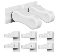 NAMOARLY 8 Pestillos de Puerta a Prueba de Niños Respaldo Adhesivo, Cerraduras de Palanca para Seguridad Bebés, Diseño y Duradero en Abs, Protección para Puertas Manija Hogar