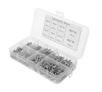 NAMOARLY 800 Unidades Kit de Tornillos Autorroscantes de Cabeza Redonda M2 de Acero al Carbono Plata Selección Múltiple para Uso en Muebles de Madera y Aplicaciones en Lote