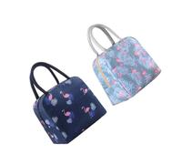 NAMOARLY Bolsa de Aislamiento Térmico Portátil 2 Piezas, Bolsa de Almuerzo de Nailon Cremallera Resistente, Tamaño Medio para Picnic, Trabajo y Escuela, Colores Gris y Azul Rosa