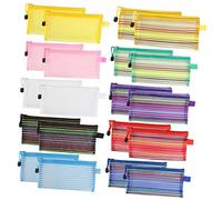 NAMOARLY Bolsa Multifunción para Bolígrafos y Lápices para Estudiantes, Color Aleatorio, Nylon Resistente, Portátil Cremallera Suave, Adecuado para Escuela, Oficina y Viajes, Paquete de 20