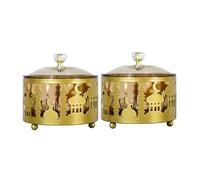 NAMOARLY Cajas de Dulces de Metal Dorado 2 Unidades para Fiesta y Decoración del Hogar, Bandeja Reutilizable para Postres y Regalos en Eventos Árabes y Celebraciones