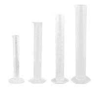 NAMOARLY Cilindros Medidores de Plástico 10ml 50ml 100ml 250ml, Probetas Graduadas Transparentes Base Hexagonal Antideslizante, Juego 4 Piezas para Laboratorio y Medición Precisa
