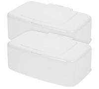 NAMOARLY Contenedor de Toallitas Húmedas Tapa Hermética y Botón, Caja para Toallitas de Celulosa en Color Blanco, Dispensador para Sala de Estar y Viaje, 2 Piezas