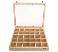 NAMOARLY Estuche para Guardar Rocas y Minerales 30 Compartimentos, Caja de Madera Tapa Transparente para Colección y Exhibición Educativa en Ciencias Naturales