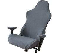 NAMOARLY Funda Elástica para Silla de Oficina y Gaming en Felpa Polar Gris Oscuro, Protector de Asiento Ajustable Resistente a Manchas para Uso en Oficina y Cibercafé