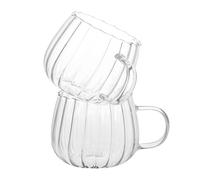 NAMOARLY Juego de 2 Tazas de Vidrio Transparente de 400 Ml con Asa y Bordes Lisos, Diseño Elegante para Café, Té y Desayuno en Casa