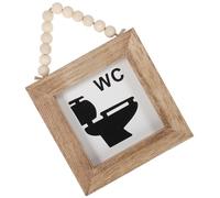 NAMOARLY Letrero de Baño de Madera Colgante Decoración de Pared para Interiores Señal WC Compacta para Baño Adorno Vintage para Puerta y Aseo Decorativo y Funcional